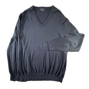 Brooks Brothers Navy V-Neck Sweater XXL‎ 100% Cotton Pullover Classic Fit